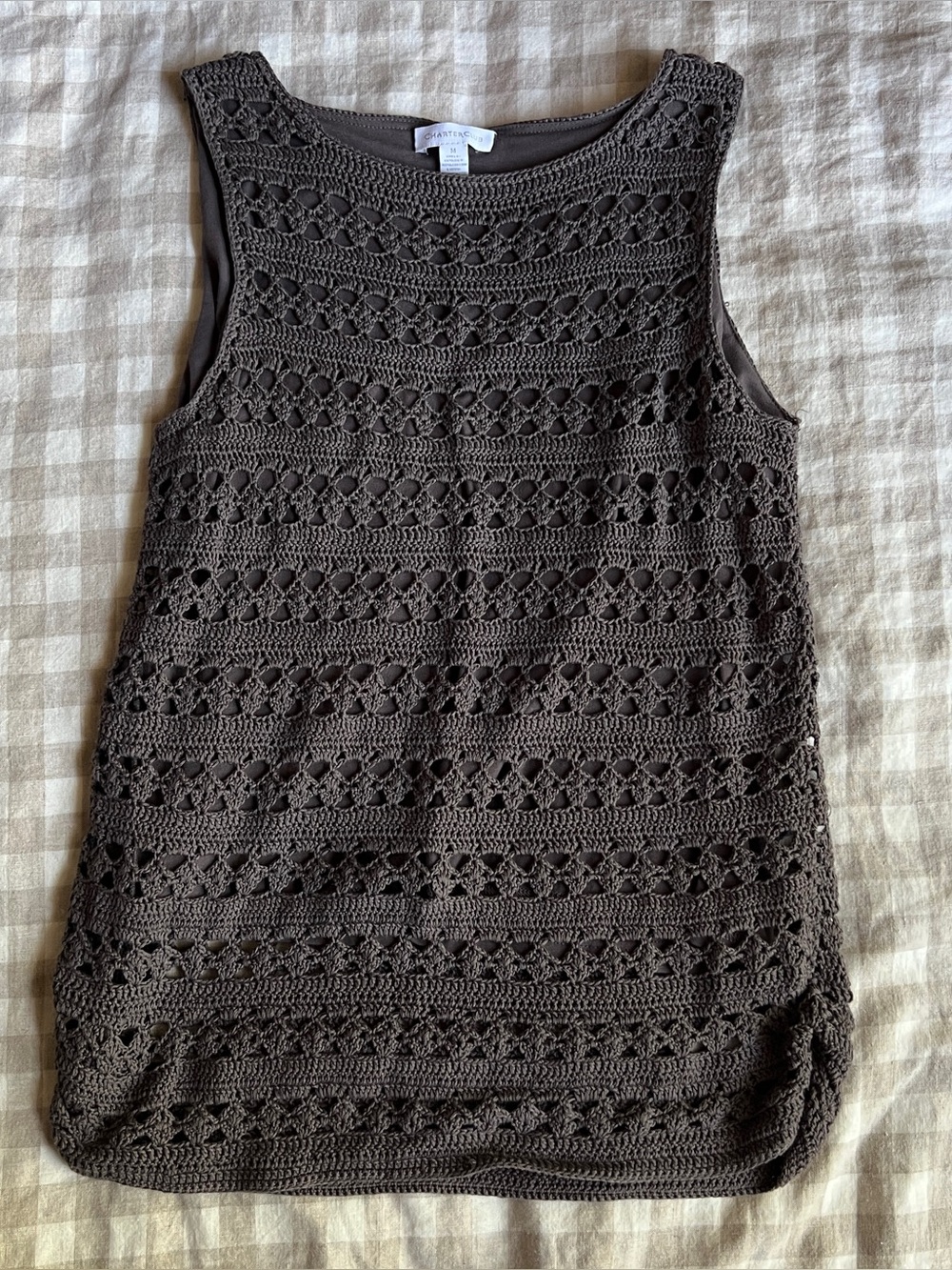Silk & Cotton Crochet Tank Top With Liner - Picture 3 of 6